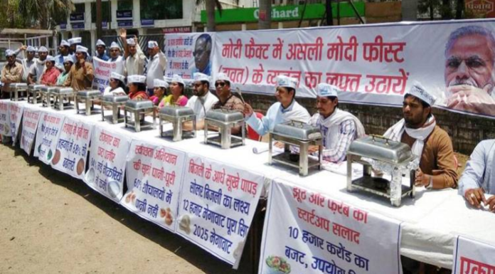 मोदी सरकार के 3 साल के विरोध में AAP ने दी ‘जुमला दही’ और ‘महंगाई में डूबी दाल’ की दावत
