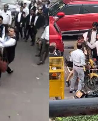 दिल्ली : बड़ी-बड़ी दलीलें देने वाले वकील ही भूले कानून, जगह-जगह कर रहे हैं मारपीट